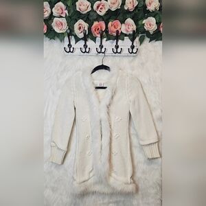 1989 Place Knitted Fleece Lined Jacket w/ Faux Fur Trim